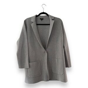 Talbots Grey Cotton Jersey Knit Sweater Blazer Button Front Size 1X Petite Plus